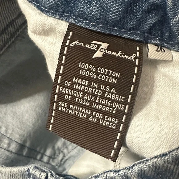 7 For All Mankind Light Blue Denim Mini Skirt with Frayed Hem - Picture 5 of 6